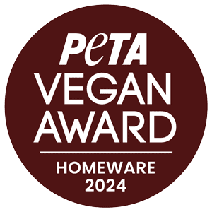 Peta vegan award homeware logo red 1
